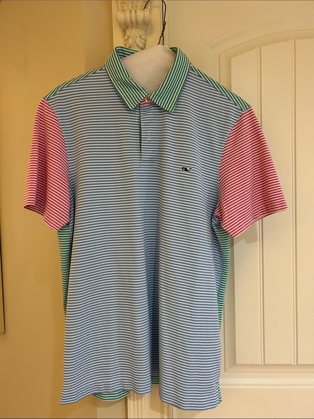Vineyard Vines Striped Multi-Color Polo Shirt - Blue, Pink & Green
